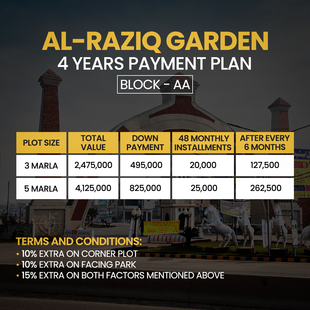 Al Raziq garden payment plan